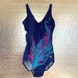 Underwater printed navy swimsuit